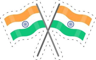 traverser Indien nationale drapeau dans autocollant style. vecteur