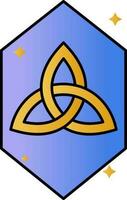 triquetra symbole sur hexagonal icône dans pente bleu et Jaune couleur. vecteur