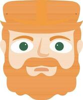 barbe homme visage portant Orange chapeau icône dans plat style. vecteur