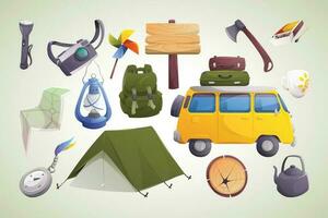 une collection de camping articles vecteur