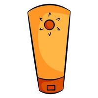 crème solaire dans le symbole du tube protection de la peau contre le style de dessin animé de rayonnement ultraviolet solaire vecteur