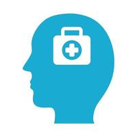 profil avec kit médical icône de style silhouette santé mentale vecteur