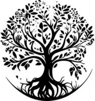 arbre de vie, noir et blanc vecteur illustration