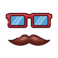 papa moustache et lunettes hipster ligne et icône de style de remplissage vecteur