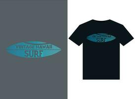ancien Hawaii le surf des illustrations pour prêt à imprimer t-shirts conception vecteur