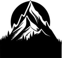 montagnes - noir et blanc isolé icône - vecteur illustration