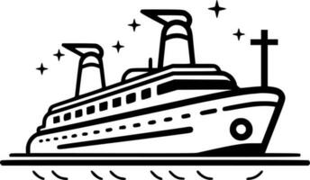 croisière - noir et blanc isolé icône - vecteur illustration