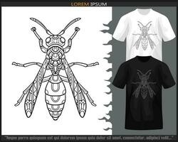 aiguillon abeille mandala les arts isolé sur noir et blanc T-shirt. vecteur