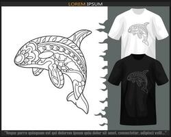 tueur baleine mandala les arts isolé sur noir et blanc T-shirt. vecteur