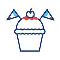 cupcake avec style de ligne de drapeaux de france vecteur