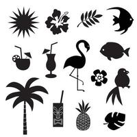 silhouettes noires de thème tropical vecteur
