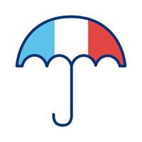 parapluie avec style de ligne de drapeau france vecteur