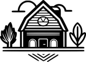 ferme - noir et blanc isolé icône - vecteur illustration