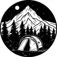 camping - noir et blanc isolé icône - vecteur illustration