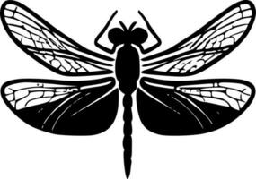 libellule - noir et blanc isolé icône - vecteur illustration