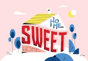 Accueil Sweet Home Typographie Affiche Vector Illustration Plate