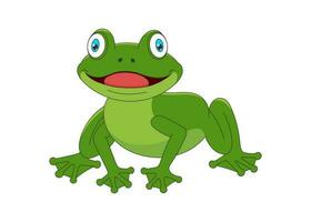 mignonne dessin animé marrant vert grenouille avec gros yeux et large bouche. gentil dessin souriant bébé amphibie. Créatif graphique main tiré imprimer. vecteur eps illustration