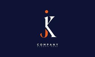 jk alphabet lettres initiales monogramme logo kj, j et k vecteur