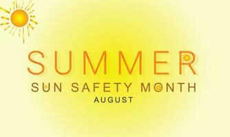 août est été Soleil sécurité mois. arrière-plan, bannière, carte, affiche, modèle. vecteur illustration.