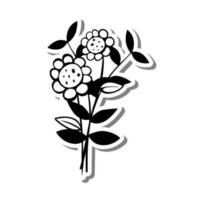 monochrome fleurs et feuilles sur blanc silhouette et gris ombre. vecteur illustration pour décoration ou tout conception.