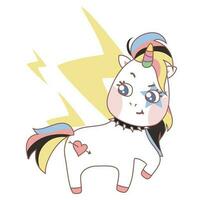 mignonne bébé poney sur blanc Contexte pour des gamins mode oeuvres d'art, les enfants livres, anniversaire faire-part, salutation cartes, affiches. bébé poney clipart. fantaisie dessin animé vecteur illustration. vecteur déposer.