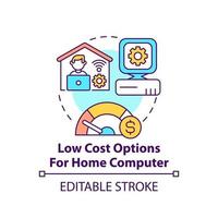 options à faible coût pour l'icône de concept d'ordinateur à domicile vecteur