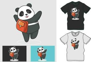 Panda personnage vecteur art pour retour à école journée retour à école août 15