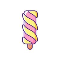 Crème glacée tourbillonnée sur l'icône de couleur rgb bâton vecteur