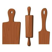 en bois cuisine outils pour cuisine nourriture vecteur