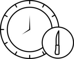 isolé mur l'horloge avec couteau icône dans noir et blanc vecteur