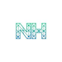 abstrait lettre nh logo conception avec ligne point lien pour La technologie et numérique affaires entreprise. vecteur