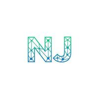 abstrait lettre New Jersey logo conception avec ligne point lien pour La technologie et numérique affaires entreprise. vecteur