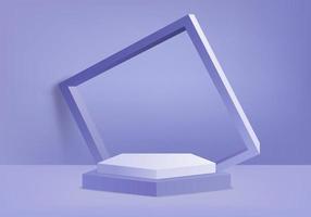 Les produits de fond 3D affichent la scène du podium avec le rendu 3d de vecteur de fond de plate-forme géométrique avec le support de podium pour montrer la vitrine de la scène des produits cosmétiques sur le studio violet d'affichage de piédestal
