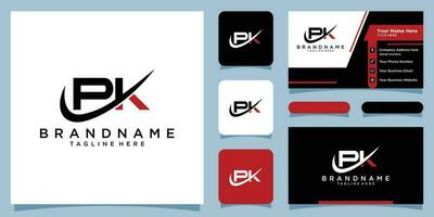 paquet logo. entreprise logo. monogramme conception. des lettres p et k avec affaires carte conception prime vecteur