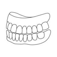 dentaire prothèse contour griffonnage icône. dentisterie, stomatologie illustration. Humain mâchoires vecteur