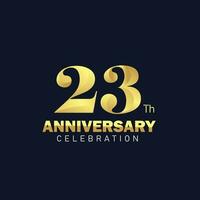 23e anniversaire logo conception, d'or anniversaire logo. 23e anniversaire modèle, 23e anniversaire fête vecteur