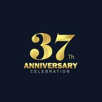 37e anniversaire logo conception, d'or anniversaire logo. 37e anniversaire modèle, 37e anniversaire fête vecteur