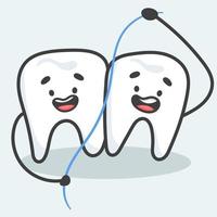 fil dentaire entre les dents vecteur