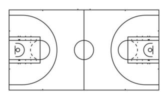 basketball tribunal marquages lignes. contour basketball terrain de jeux Haut voir. des sports sol pour actif des loisirs. vecteur