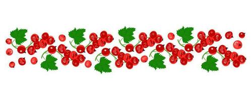 une modèle de rouge groseille baies avec vert feuilles. le concept de en bonne santé alimentaire. mûr baies. fruit cueillette. vecteur illustration dans une plat style.