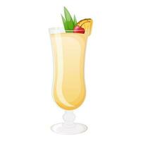 pina colada alcoolique cocktail dans une verre décoré avec ananas et Cerise vecteur