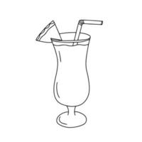 vecteur pina colada cocktail avec ananas et paille esquisser illustration