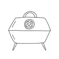 vecteur mini charbon barbecue gril esquisser. main tiré un barbecue gril illustration