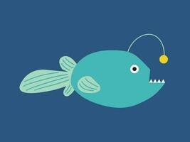 vecteur pêcheur poisson plat illustration. vecteur sous-marin poisson