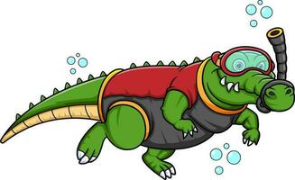 sport marrant crocodile plongée en apnée dessin animé personnage vecteur