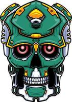 vert crâne tête robot mascotte personnage vecteur