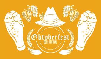 festival de célébration oktoberfest avec chapeau tyrolien et verres à bière vecteur