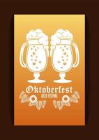 affiche du festival de célébration oktoberfest avec des coupes de bières vecteur