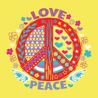 Amour et paix dessinés à la main Doodle et lettrage vecteur
