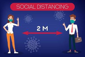 concept de distance sociale les personnes portant un masque médical arrêtent la prévention du coronavirus covid19 vecteur